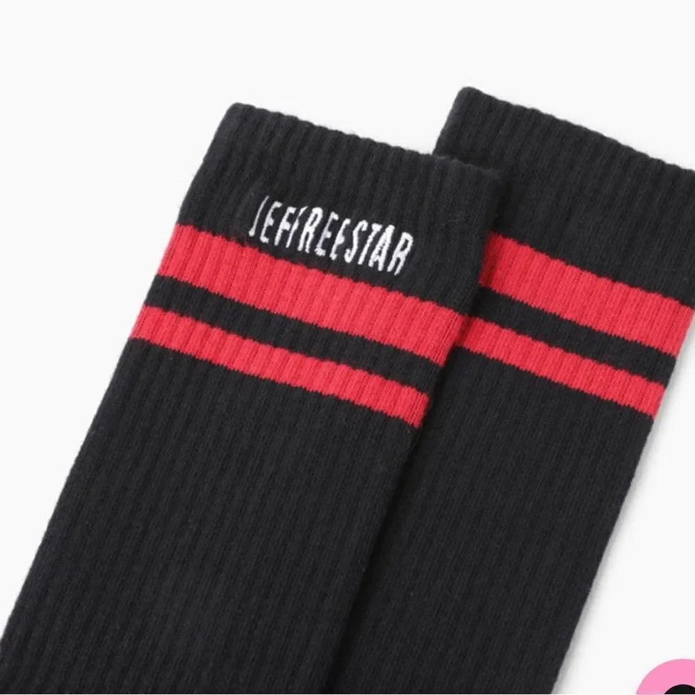 NWT Jeffree Star - Black & Red Calf Socks - Jeffree Star printed on each sock